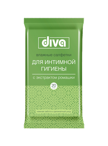 DIVA intimate  № 20  влажные салфетки  для интимной гигиены c экстрактом ромашки