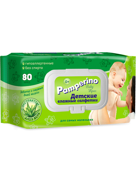 Pamperino №80 детские влажные салфетки  с пластиковым клапаном