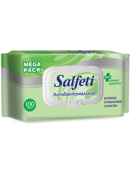 Salfeti antibac mega pack №100 влажные салфетки  антибактериальные с клапаном