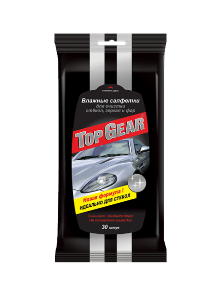 Top Gear №30 влажные салфетки для стекол, зеркал и фар