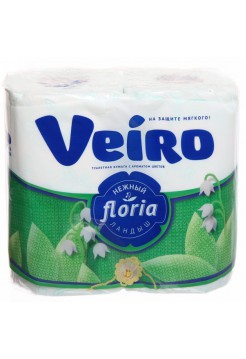 Туалетная бумага VEIRO Floria 2 слоя, 4 рулона, "Нежный ландыш", г. Сыктывкар