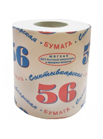 Туалетная бумага "Сыктывкарская 56"с перфорацией, 1слой, 1 рулон