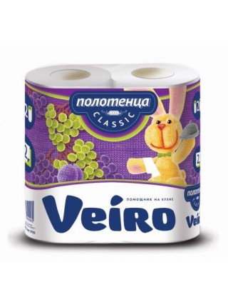 Полотенца бумажные "Veiro" Classik, 2сл., 2 рул., белые, г.Сыктывкар 50 л.