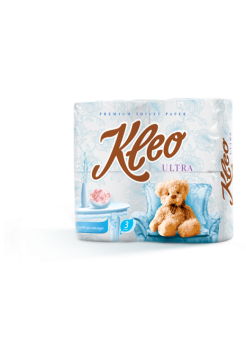 Бумага туалетная "Kleo" Ultra, 3сл., 4 рул/комплект, Сясьский ЦБК 160 л