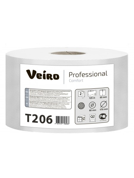 T206 Туалетная бумага в средних рулонах Veiro Professional Comfort